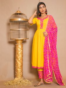 Lavanya Cotton Gota Work Yellow Dresses