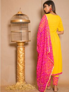 Lavanya Cotton Gota Work Yellow Dresses