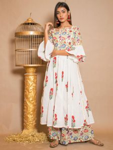 Anaya Cotton Gota Work White Dresses