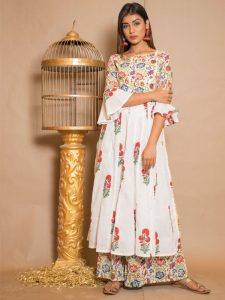 Anaya Cotton Gota Work White Dresses