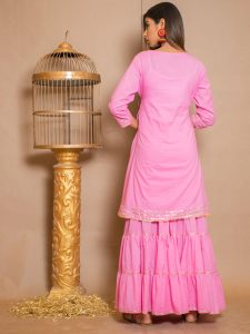 Kishori Cotton Gota Work Pink Dresses