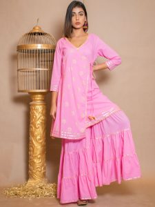 Kishori Cotton Gota Work Pink Dresses