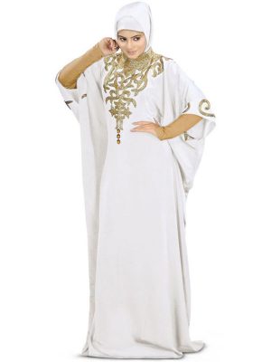 Womens Abaya White Ethnic Nayyab