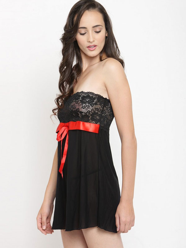 Black net night dress sale