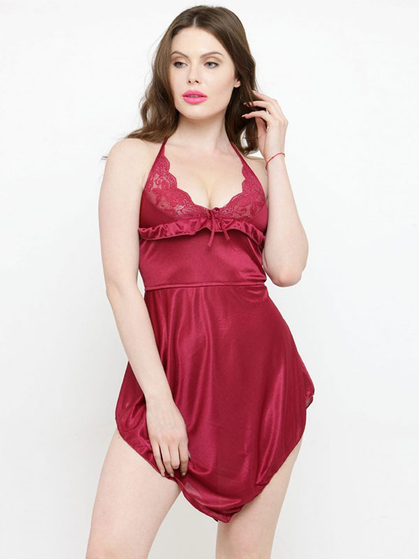 maroon babydoll