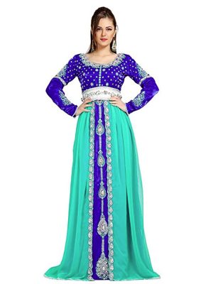 Classic Elegant Blue Embroidered Moroccan Caftans