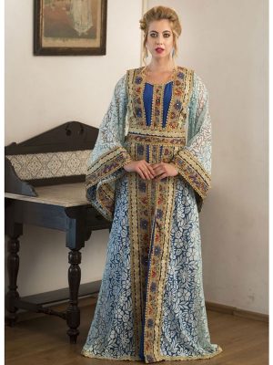 Aqua Blue Arabic Style Moroccan Dress