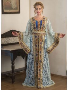Aqua Blue Arabic Style Moroccan Dress