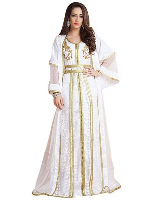 Trendy Beautiful Gulf Trend White Color Partywear And Jacket Style Dubai Dress