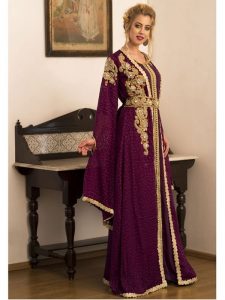 Violet Jacket Style Moroccan Wedding Caftan