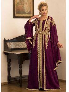 Violet Jacket Style Moroccan Wedding Caftan