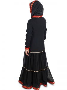 Black Color Kid'S-Georgette Kid'S Abaya