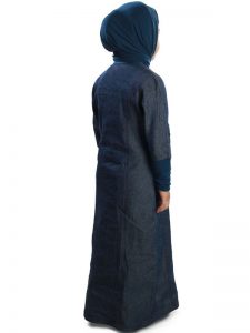 Blue Color Kid'S-Denim Kid'S Abaya