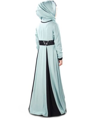 Blue And Black Color Kid'S-Rayon Kid'S Abaya