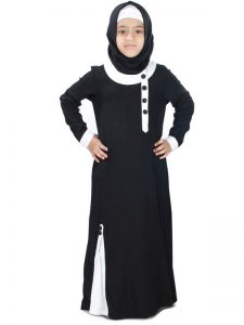 Black Color Kid'S-Rayon Kid'S Abaya