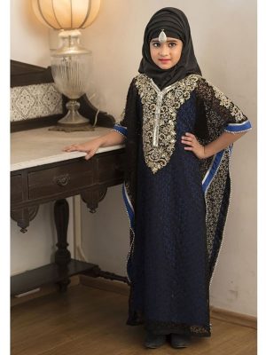 Kids Black And Blue Color Kaftan