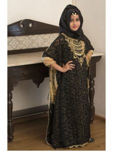 Black And Beige Kids Kaftan