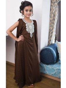 Brown Color Arabic Style Kaftan For Kids
