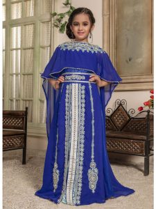 Kids Blue Color Maxi Dress Kaftan