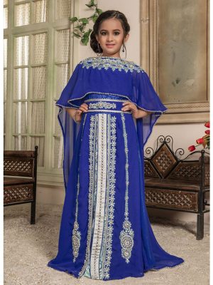Kids Blue Color Maxi Dress Kaftan