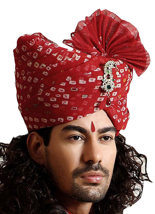 Maroon Foil Male Turban 