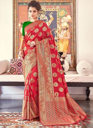 Red Banarasi Wedding Wear Saree