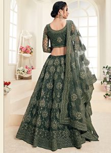 Dark Emerald Designer Wedding Wear Embroidery Lehenga