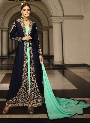 Navy Blue Georgette Pakistani Salwar Kameez