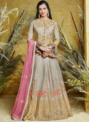 Beige Silk Blend Pakistani Salwar Kameez