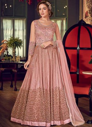 Baby Pink Net Anarkali Salwar Kameez