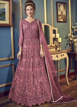 Light Violet Net Anarkali Salwar Kameez