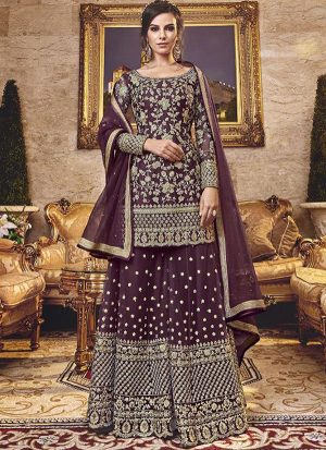 Brown Net Pakistani Salwar Kameez
