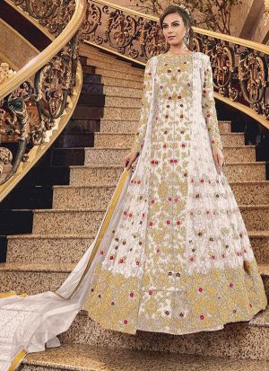 White Net Pakistani Salwar Kameez