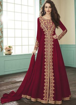 Blood Red Georgette Pakistani Salwar Kameez
