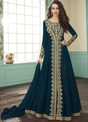 Dark Teal Georgette Pakistani Salwar Kameez