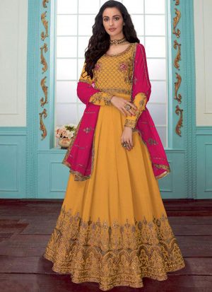 Yellow Georgette Anarkali Salwar Kameez