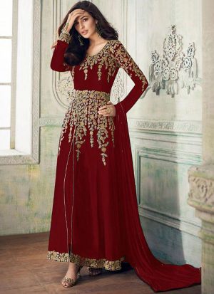 Maroon Georgette Anarkali Salwar Kameez
