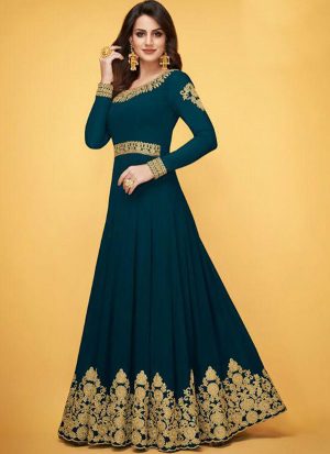 Dark Teal Georgette Anarkali Salwar Kameez