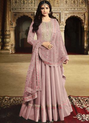 Baby Pink Silk Blend Anarkali Salwar Kameez