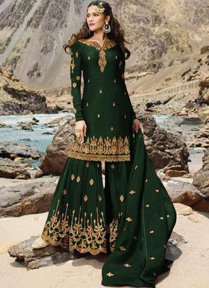 Green Georgette Pakistani Salwar Kameez