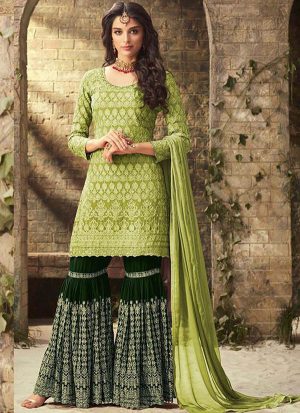 Sea Green Georgette Pakistani Salwar Kameez
