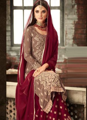 Beige Georgette Pakistani Salwar Kameez