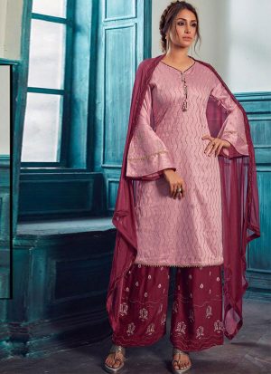 Pink Satin Pakistani Salwar Kameez