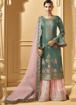 Turquoise Georgette Pakistani Salwar Kameez