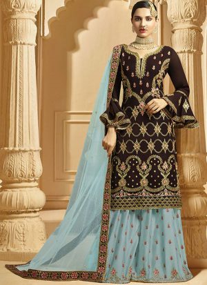 Coffee Georgette Pakistani Salwar Kameez