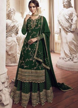 Green Georgette Pakistani Salwar Kameez