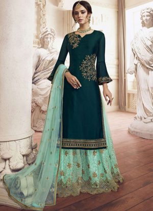 Teal Georgette Pakistani Salwar Kameez