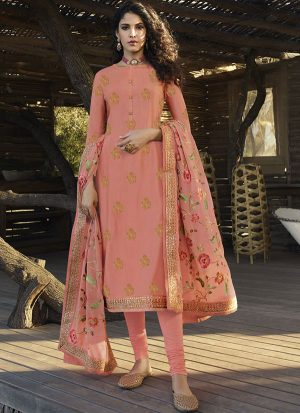 Peach Jacquard Ready To Ship Salwar Kameez