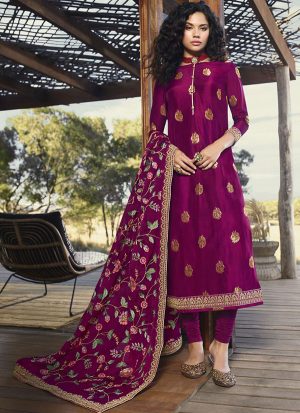 Rani Pink Jacquard Ready To Ship Salwar Kameez