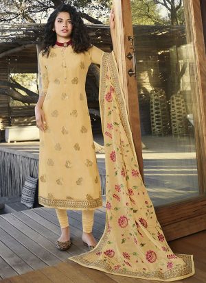 Cream Jacquard Ready To Ship Salwar Kameez
